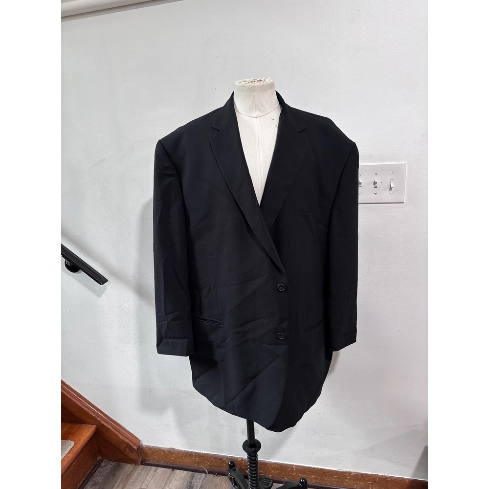 Pronto Uomo Black 100% Wool Two Button Blazer Sport Coat Old Money 54R